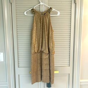 Gold metallic mini party dress - Laundry - size 6